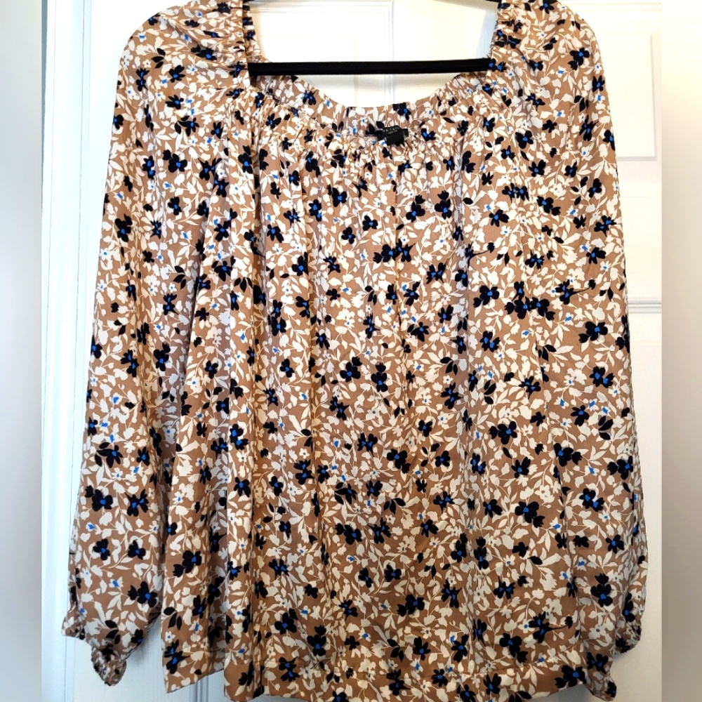 Ann Taylor Floral Square Neck Blouse